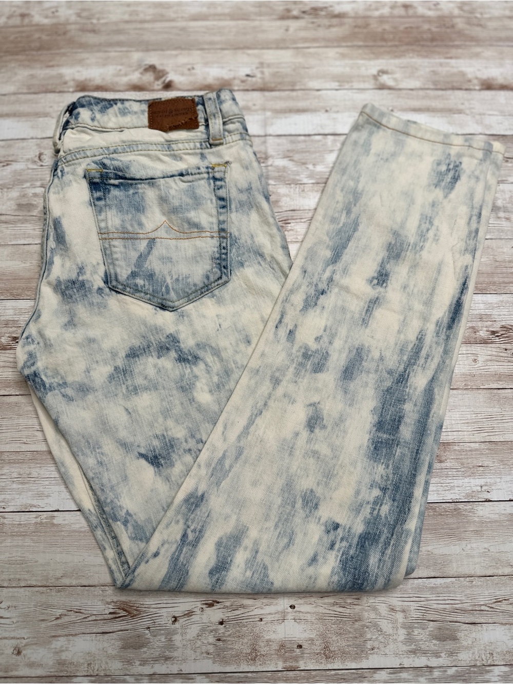 Denim & Supply Ralph Lauren Men's Acid-Wash Skinny Jeans in Blue and White